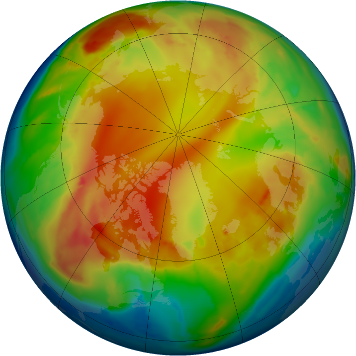 Arctic ozone map for 31 January 2013